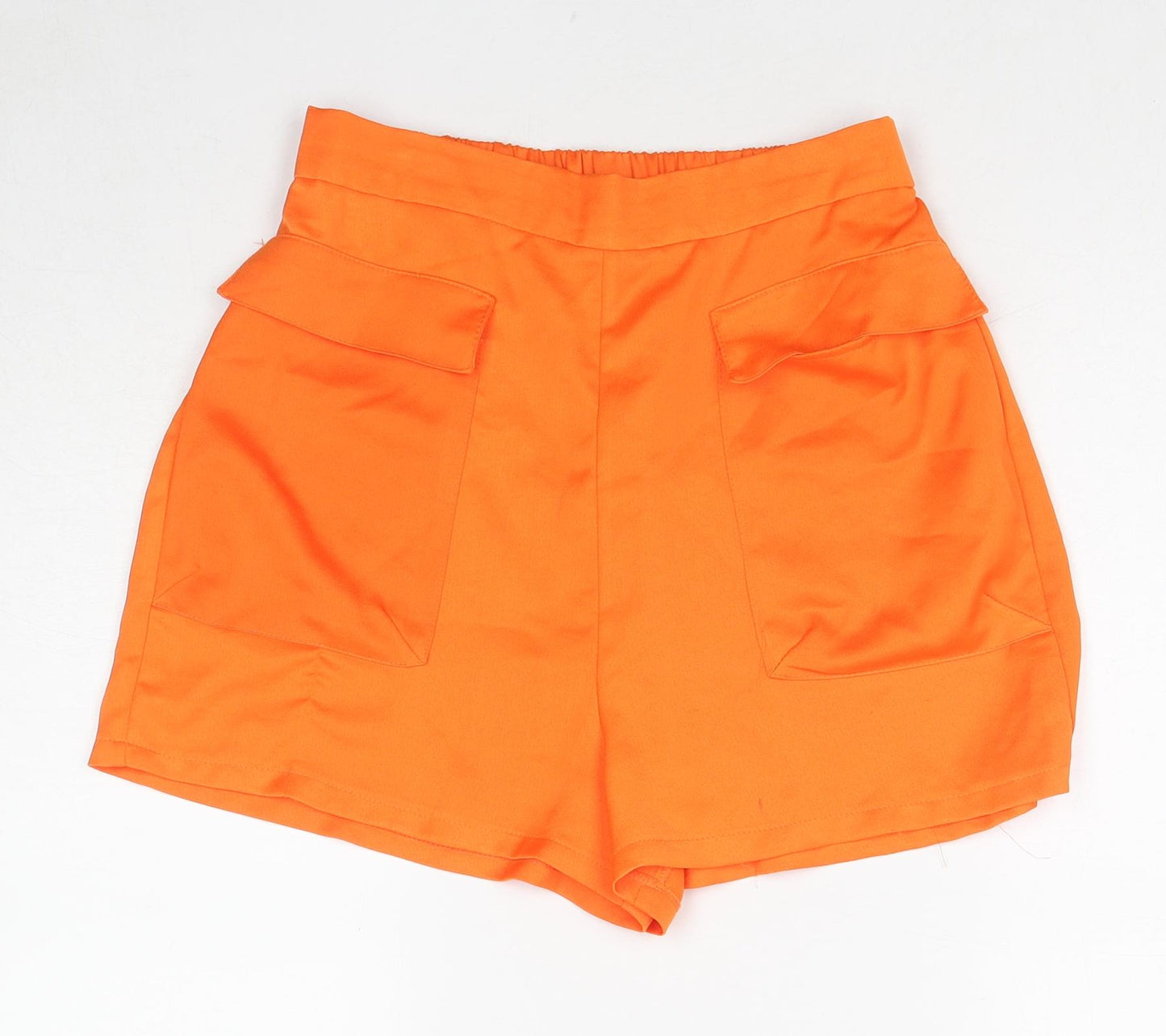 ASOS Womens Orange Polyester Basic Shorts Size 10 Regular Pull On