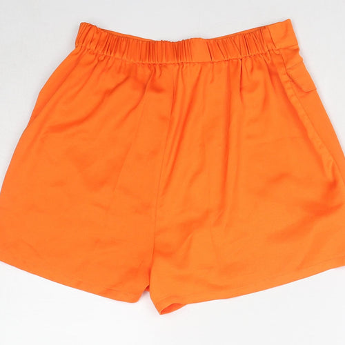 ASOS Womens Orange Polyester Basic Shorts Size 10 Regular Pull On