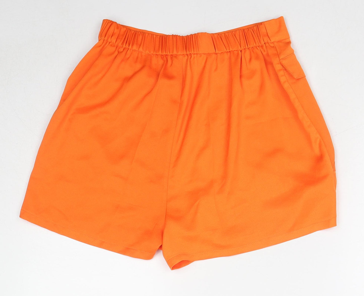 ASOS Womens Orange Polyester Basic Shorts Size 10 Regular Pull On