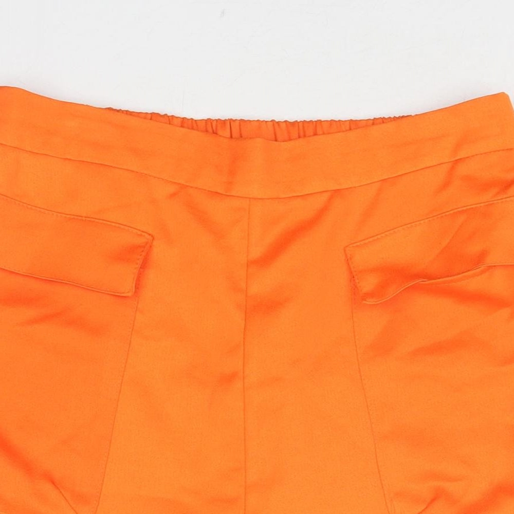 ASOS Womens Orange Polyester Basic Shorts Size 10 Regular Pull On