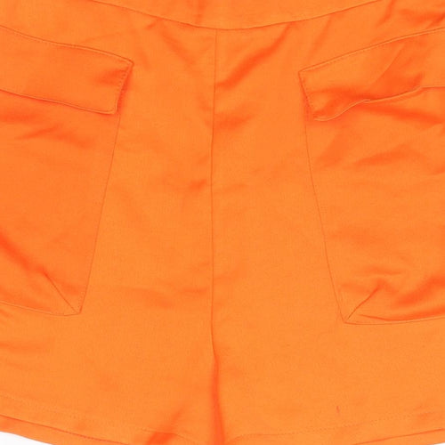ASOS Womens Orange Polyester Basic Shorts Size 10 Regular Pull On