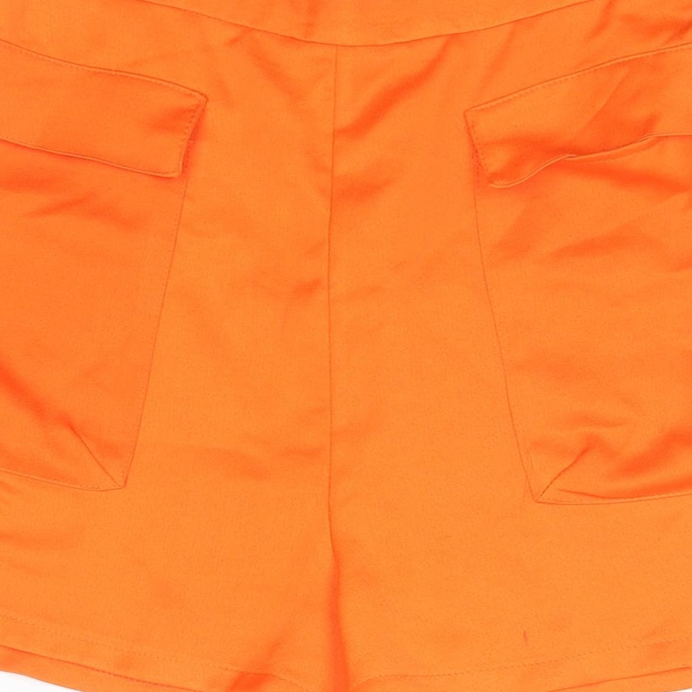 ASOS Womens Orange Polyester Basic Shorts Size 10 Regular Pull On