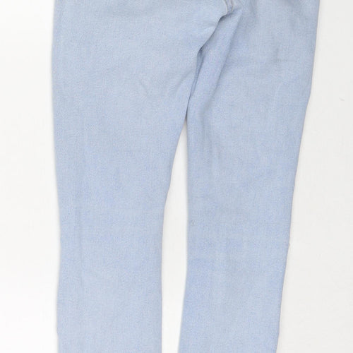 River Island Girls Blue Cotton Skinny Jeans Size 13 Years Regular Button - Distressed