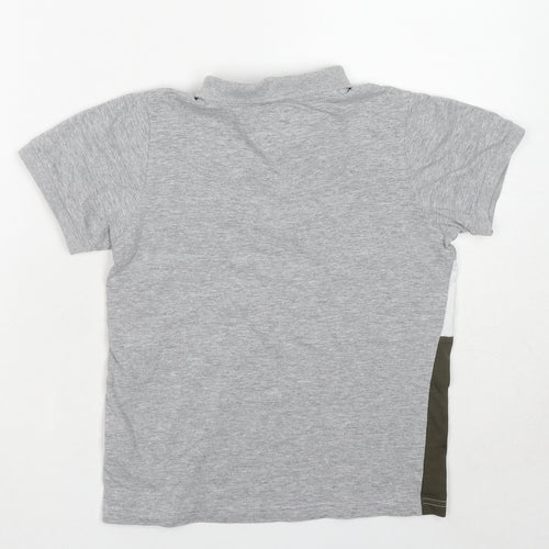 Threaboys Boys Grey Colourblock Cotton Basic Polo Size 9-10 Years Collared Pullover