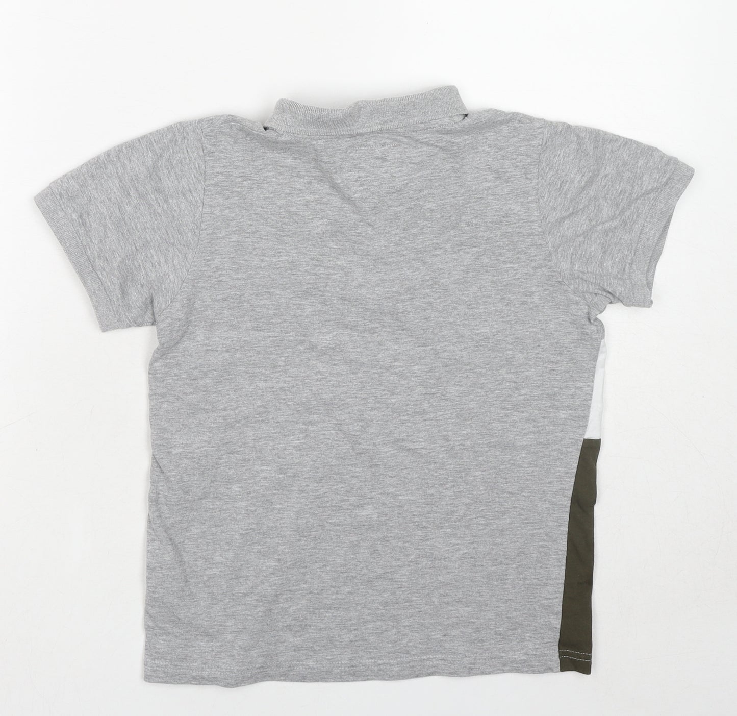 Threaboys Boys Grey Colourblock Cotton Basic Polo Size 9-10 Years Collared Pullover