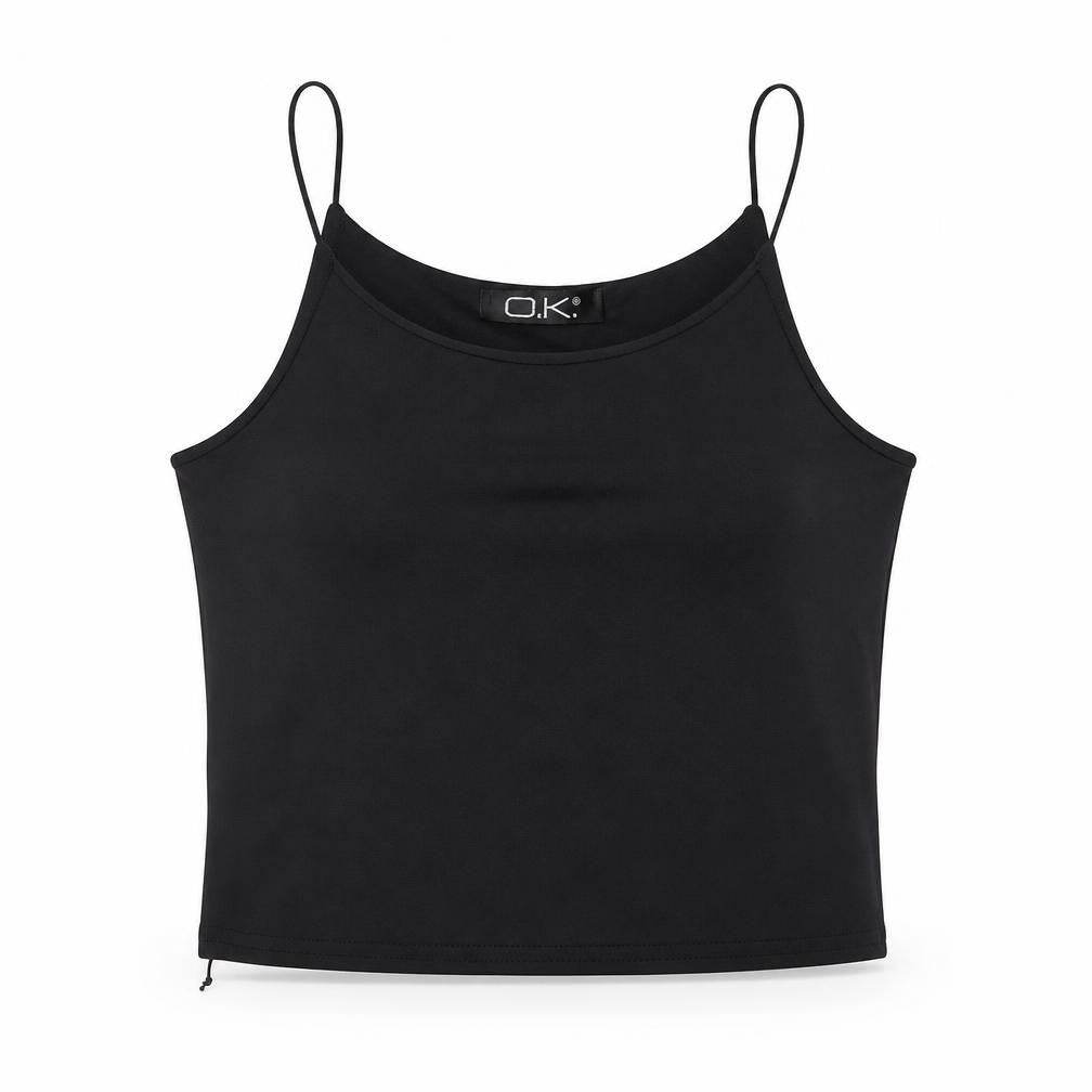 O.K. Womens Black Polyester Camisole Tank Size M Scoop Neck - Size M-L
