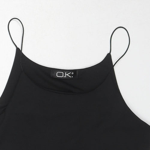 O.K. Womens Black Polyester Camisole Tank Size M Scoop Neck - Size M-L