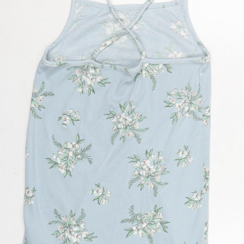 NEXT Girls Blue Floral Cotton Camisole Tank Size 11 Years Square Neck Pullover