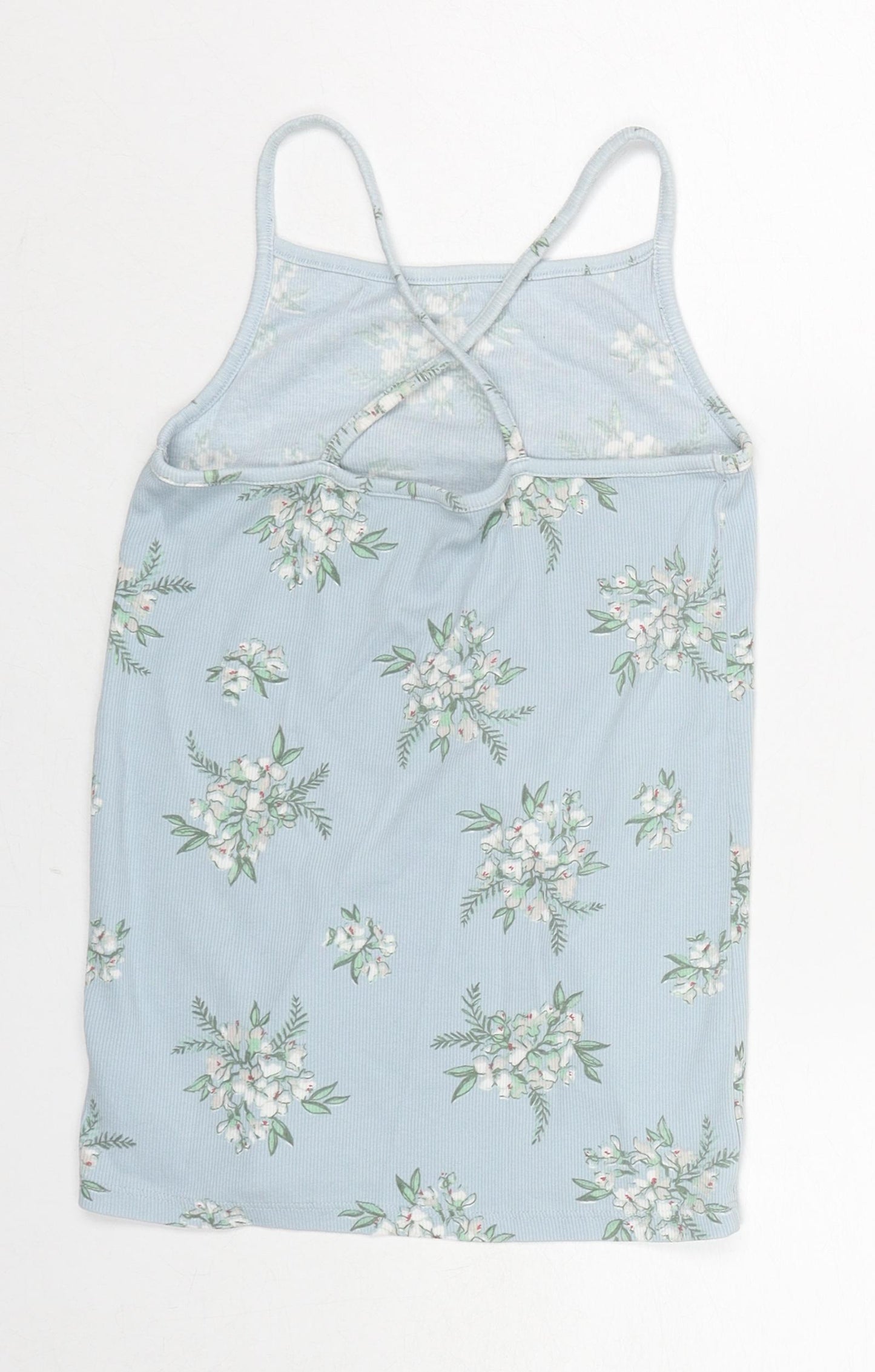 NEXT Girls Blue Floral Cotton Camisole Tank Size 11 Years Square Neck Pullover
