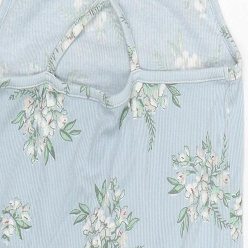 NEXT Girls Blue Floral Cotton Camisole Tank Size 11 Years Square Neck Pullover