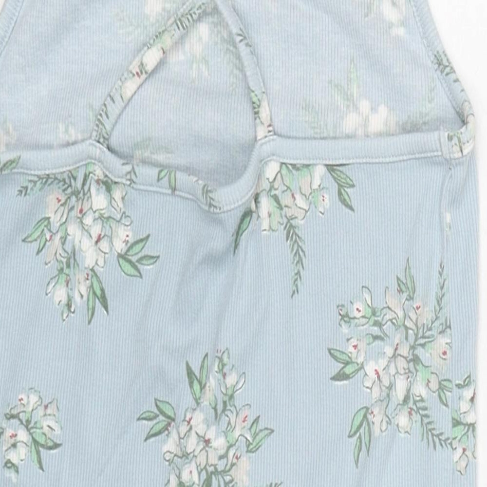 NEXT Girls Blue Floral Cotton Camisole Tank Size 11 Years Square Neck Pullover