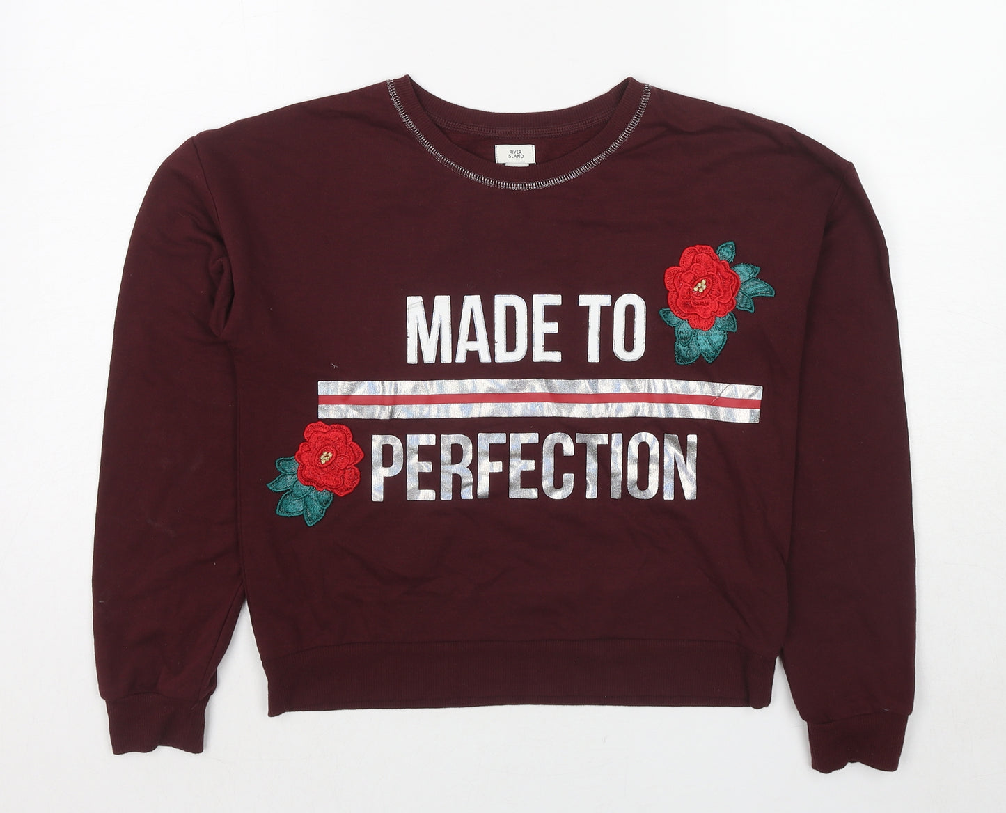 River Island Girls Red Cotton Pullover Sweatshirt Size 11-12 Years Pullover - Made To Perfection