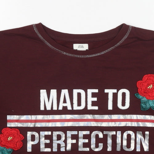 River Island Girls Red Cotton Pullover Sweatshirt Size 11-12 Years Pullover - Made To Perfection