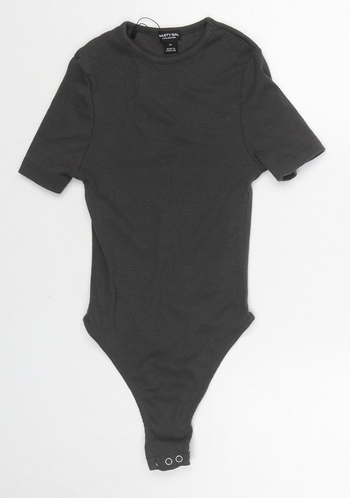 Nasty Gal Womens Grey Cotton Bodysuit One-Piece Size XS Snap