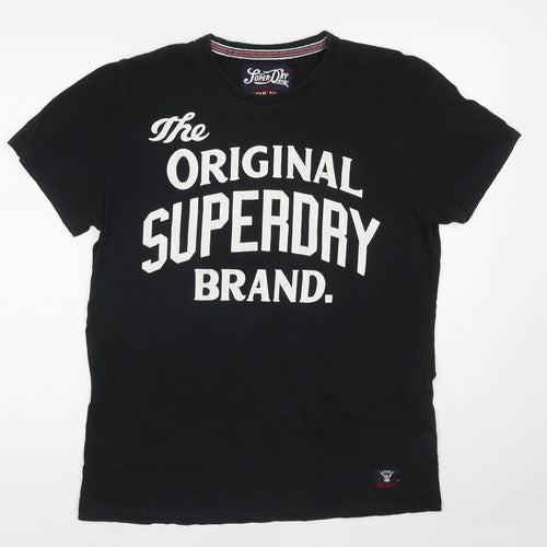 Superdry Mens Black Cotton T-Shirt Size 2XL Round Neck
