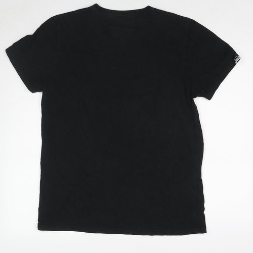Superdry Mens Black Cotton T-Shirt Size 2XL Round Neck