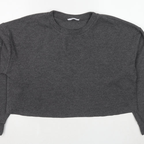 Zara Womens Grey Polyester Pullover Sweatshirt Size L Pullover