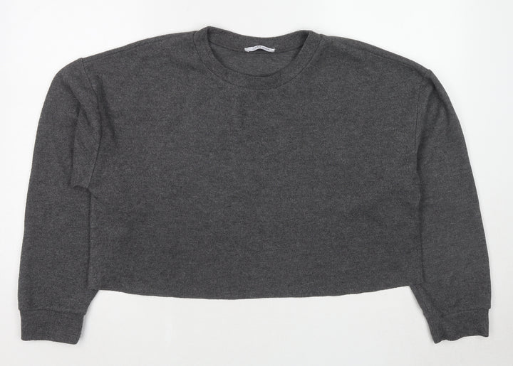 Zara Womens Grey Polyester Pullover Sweatshirt Size L Pullover