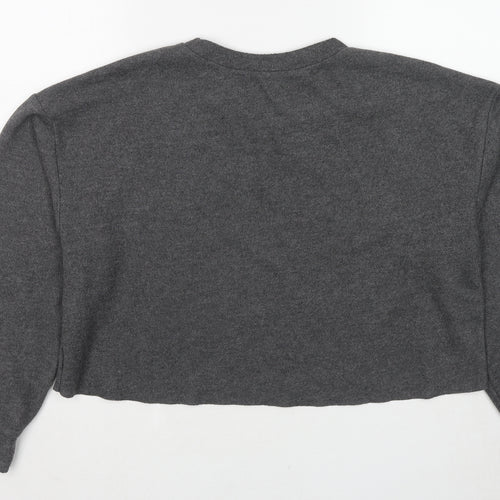 Zara Womens Grey Polyester Pullover Sweatshirt Size L Pullover