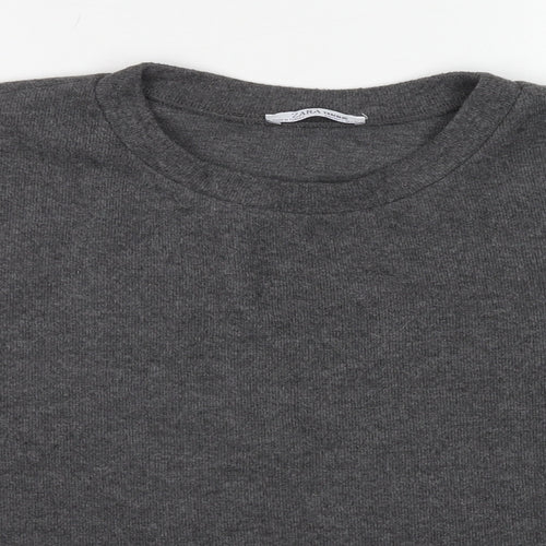 Zara Womens Grey Polyester Pullover Sweatshirt Size L Pullover
