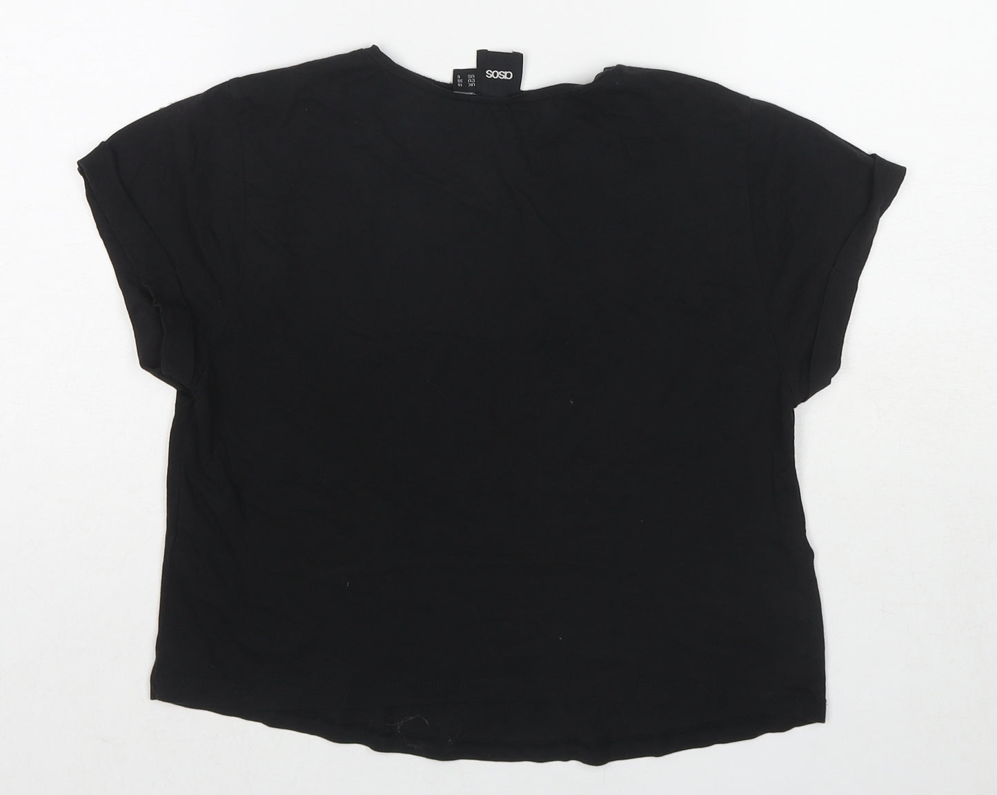 New Look Womens Black Cotton Basic T-Shirt Size 10 Round Neck