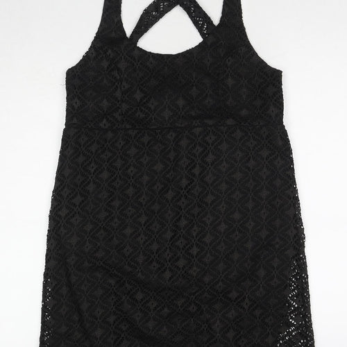 MaterialGirl Womens Black Polyester Basic Tank Size L Round Neck
