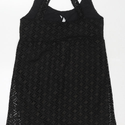MaterialGirl Womens Black Polyester Basic Tank Size L Round Neck
