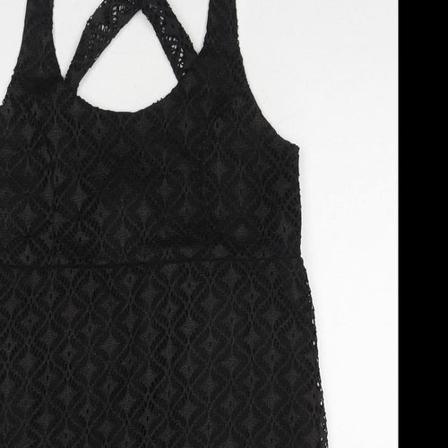 MaterialGirl Womens Black Polyester Basic Tank Size L Round Neck