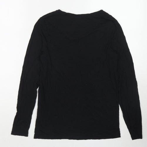 Marks and Spencer Womens Black Polyester Basic T-Shirt Size 16 Boat Neck