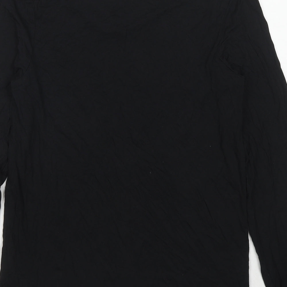 Marks and Spencer Womens Black Polyester Basic T-Shirt Size 16 Boat Neck