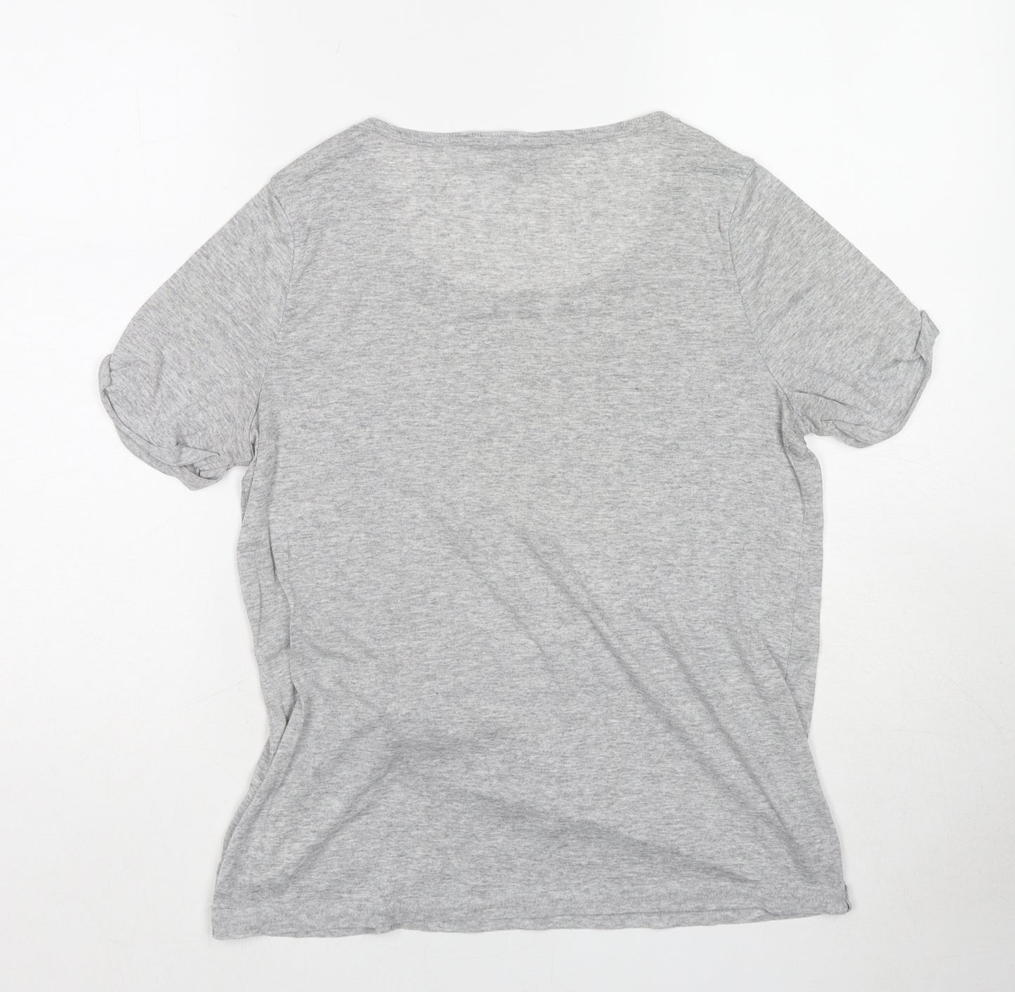 NEXT Womens Grey Viscose Basic T-Shirt Size 12 Boat Neck - Knot Front Detail