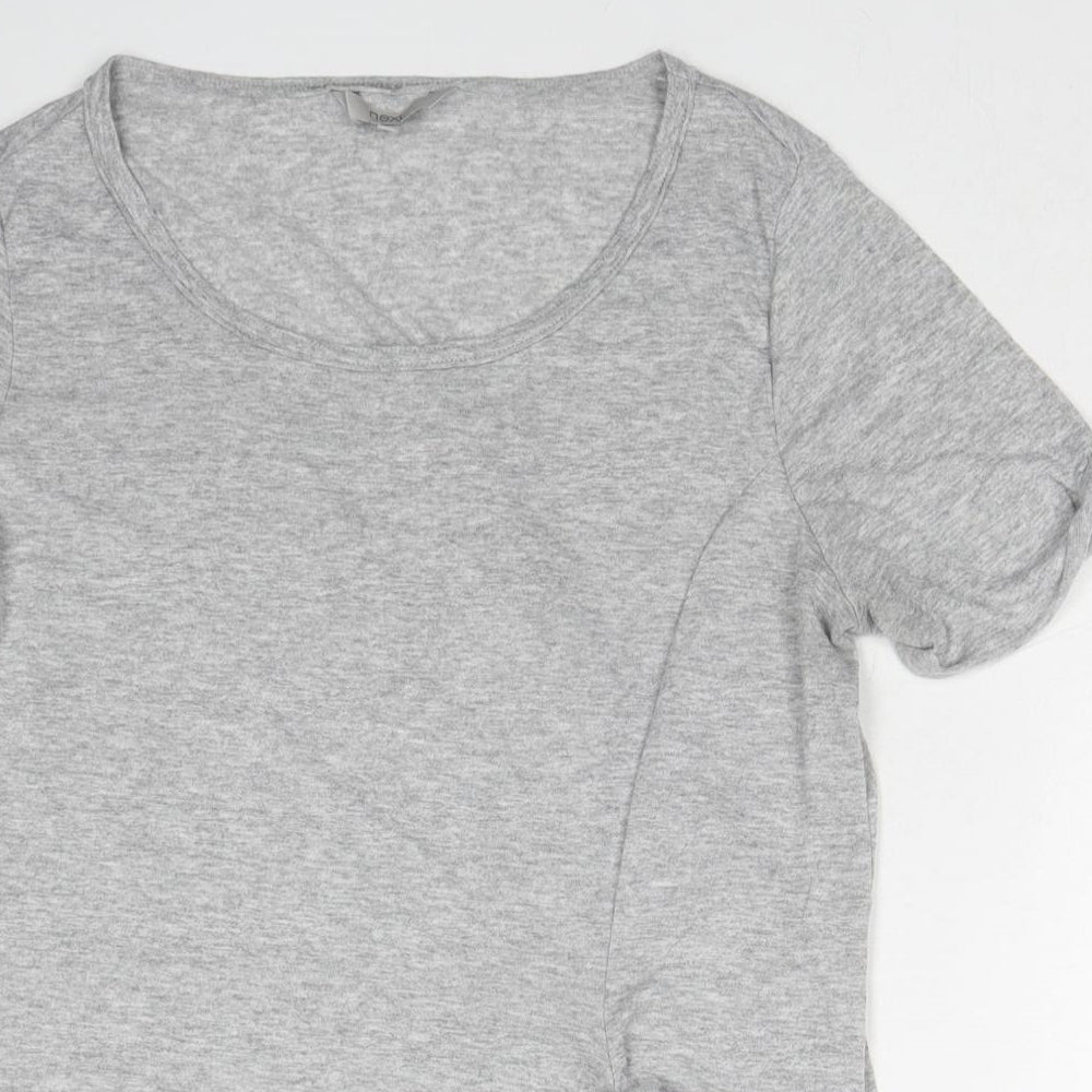 NEXT Womens Grey Viscose Basic T-Shirt Size 12 Boat Neck - Knot Front Detail