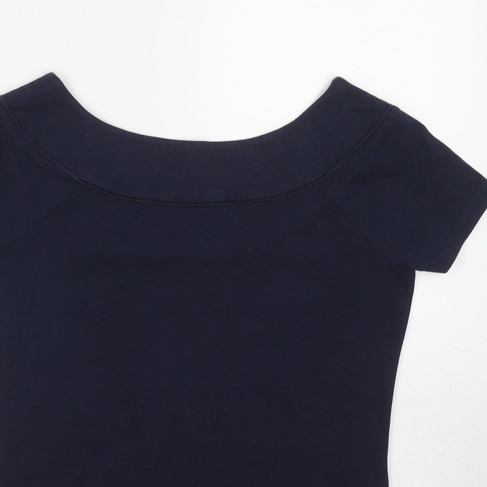NEXT Womens Blue Cotton Basic T-Shirt Size 10 Boat Neck