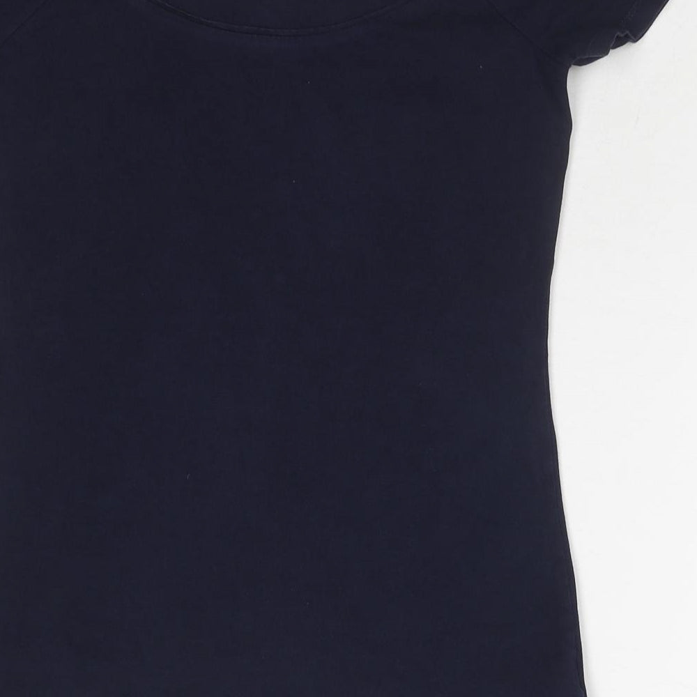NEXT Womens Blue Cotton Basic T-Shirt Size 10 Boat Neck
