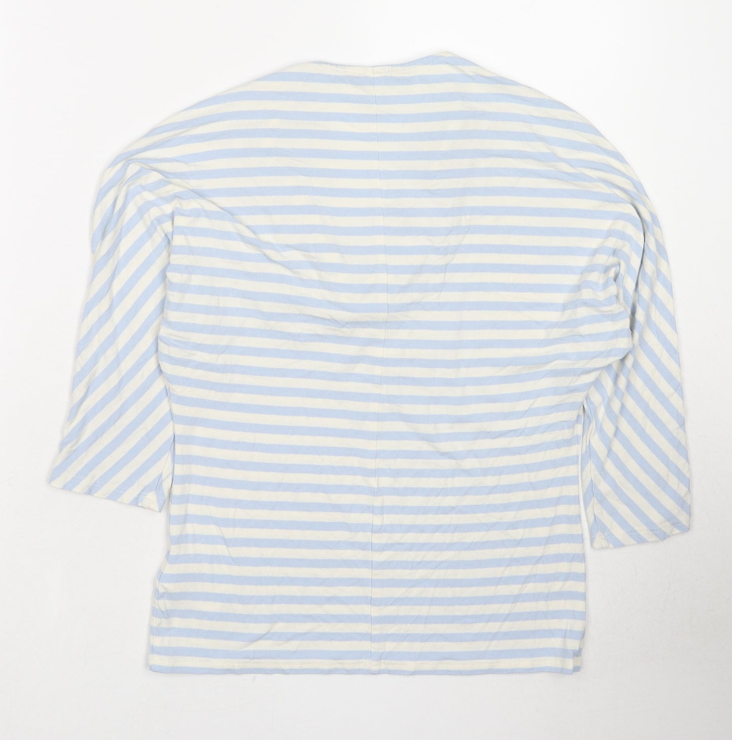 Phase Eight Womens Blue Striped Viscose Basic T-Shirt Size 12 Cowl Neck