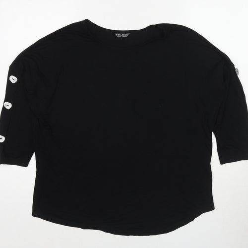 Selected Womens Black Viscose Basic T-Shirt Size 12 Boat Neck