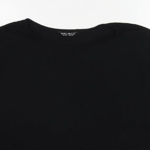 Selected Womens Black Viscose Basic T-Shirt Size 12 Boat Neck