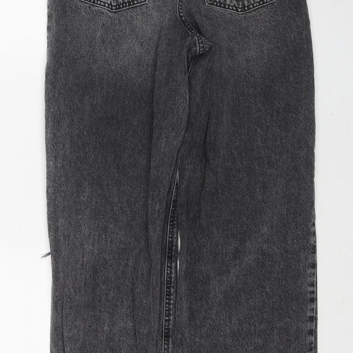 New Look Girls Grey Cotton Wide-Leg Jeans Size 13 Years Regular Zip - Distressed