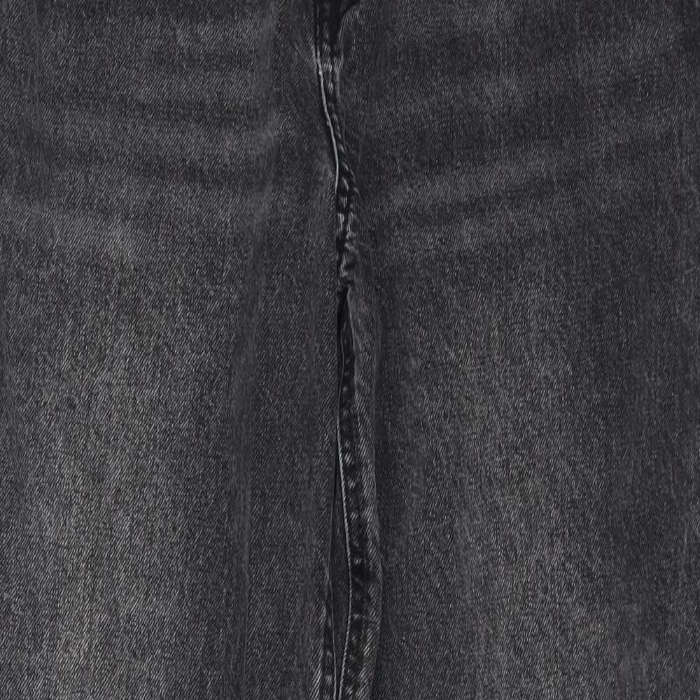 New Look Girls Grey Cotton Wide-Leg Jeans Size 13 Years Regular Zip - Distressed