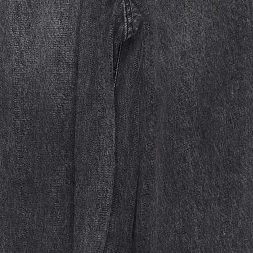 New Look Girls Grey Cotton Wide-Leg Jeans Size 13 Years Regular Zip - Distressed