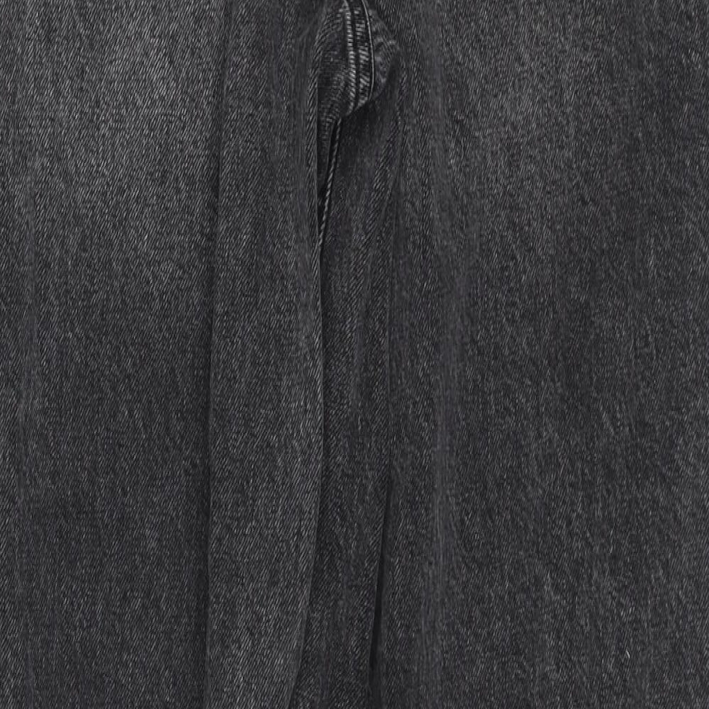 New Look Girls Grey Cotton Wide-Leg Jeans Size 13 Years Regular Zip - Distressed