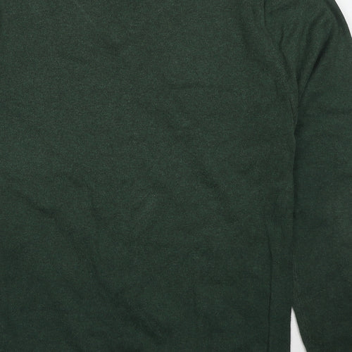 Firetrap Mens Green V-Neck Cotton Pullover Jumper Size M Long Sleeve