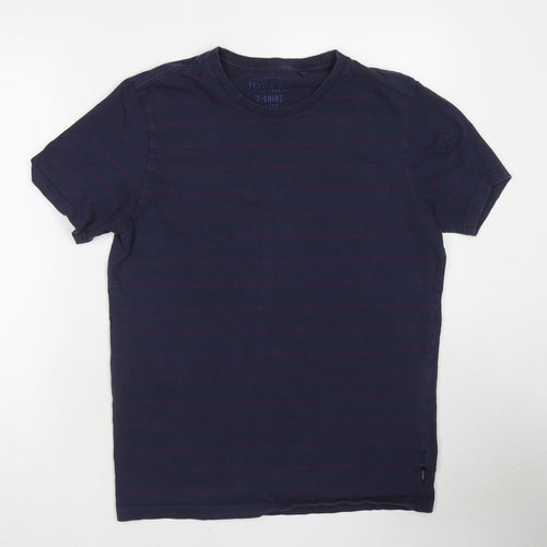 Joules Mens Blue Striped Cotton T-Shirt Size L Round Neck