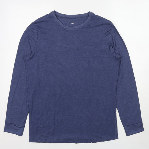 Marks and Spencer Mens Blue Acrylic T-Shirt Size M Round Neck