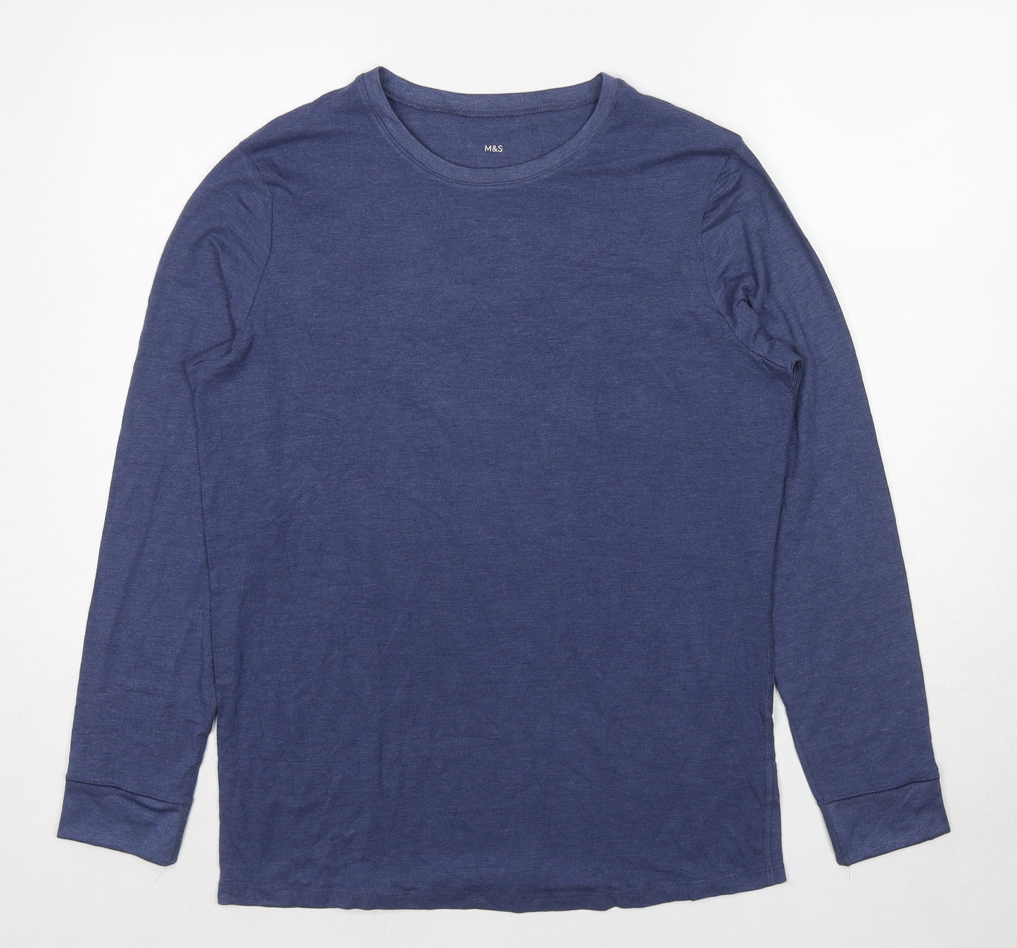 Marks and Spencer Mens Blue Acrylic T-Shirt Size M Round Neck
