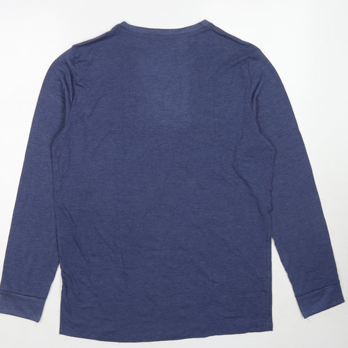 Marks and Spencer Mens Blue Acrylic T-Shirt Size M Round Neck