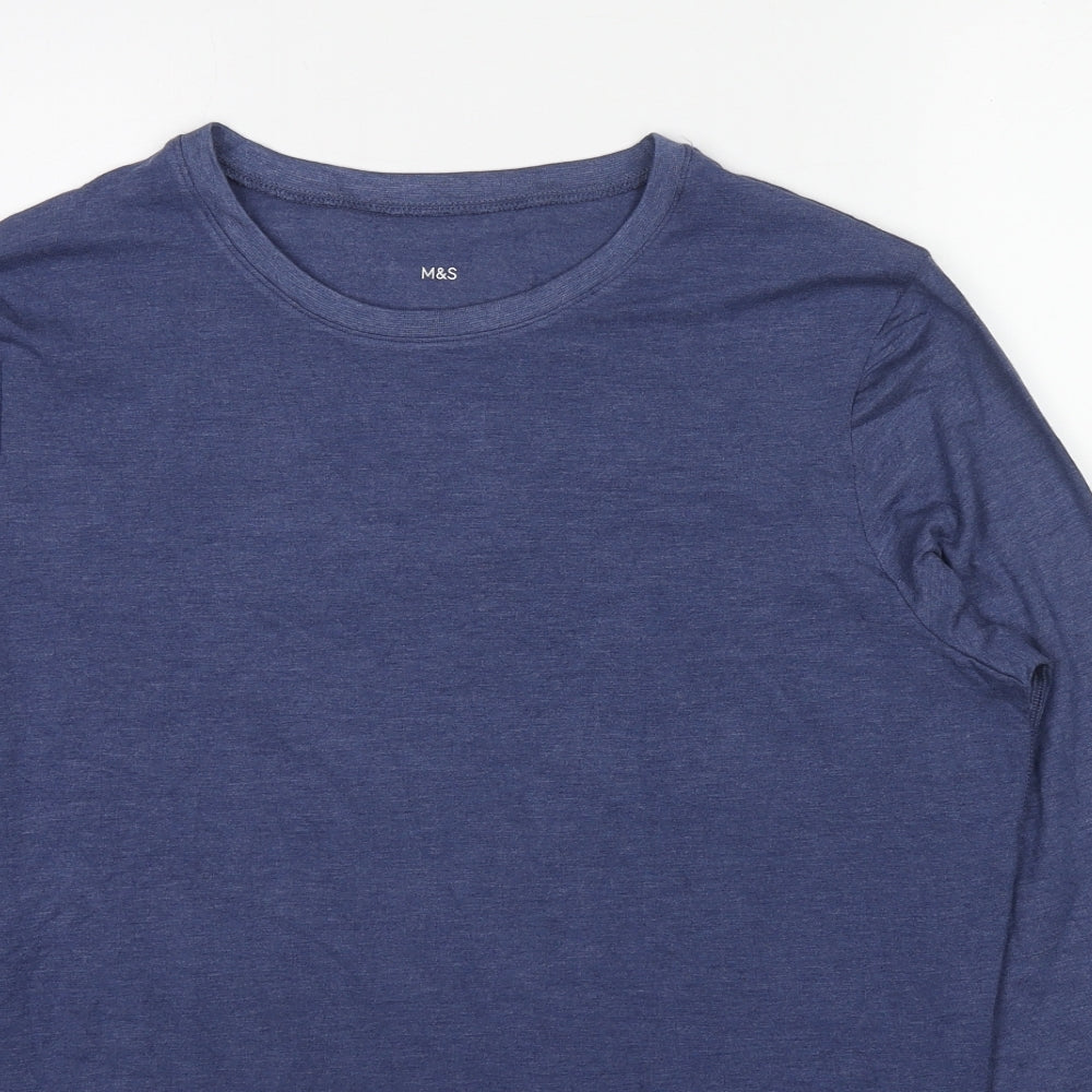 Marks and Spencer Mens Blue Acrylic T-Shirt Size M Round Neck