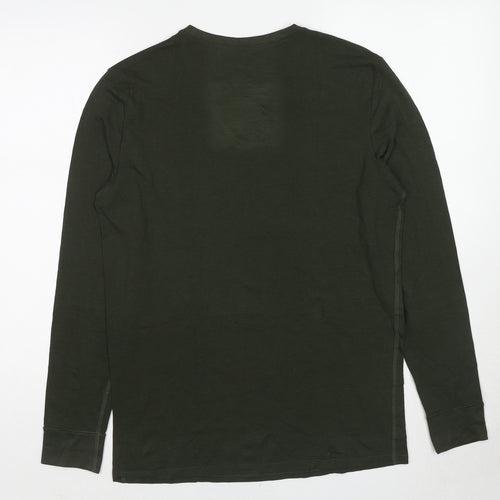 Marks and Spencer Mens Green Acrylic T-Shirt Size L Round Neck