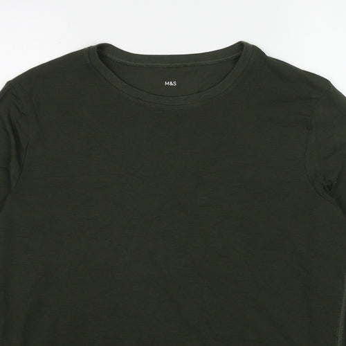 Marks and Spencer Mens Green Acrylic T-Shirt Size L Round Neck
