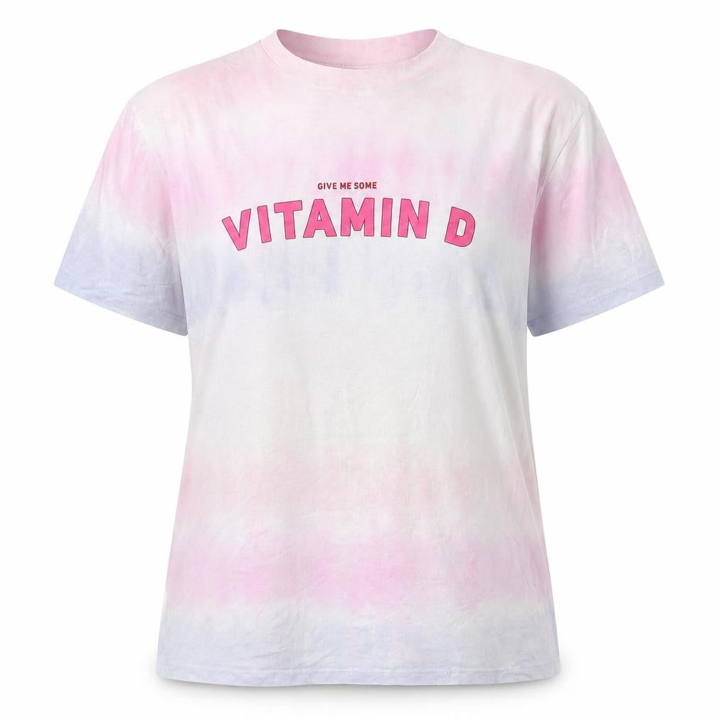 Front view of Selected women’s multicoloured viscose basic t-shirt, size M, crew neck - tie-dye